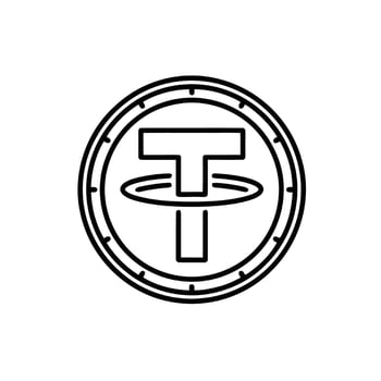 Tether Cryptocurrency Coin with Symbol Logo, a Digital Stablecoin Used for Trading Online vector