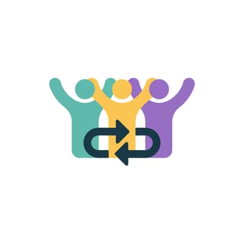 Collaboration and Synergy Teamwork Concept Colorful Business and Finance Related Symbol, Icon for Presentations vector
