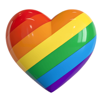 A 3d rainbow heart with the word -Love is Love- inside, LGBTQ Pride theme, isolated on transparent background png