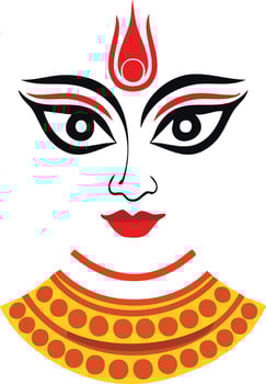 hindu goddess durga face flat illustration for durga puja and navaratri vector