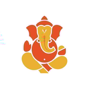Stylized Ganesha Illustration in Orange and Yellow. vector