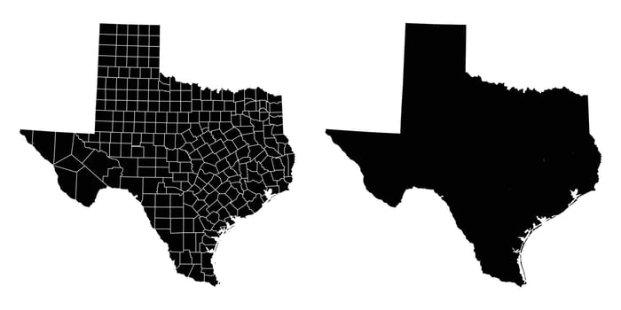 Texas of USA illustration fill, stroke with fill map vector
