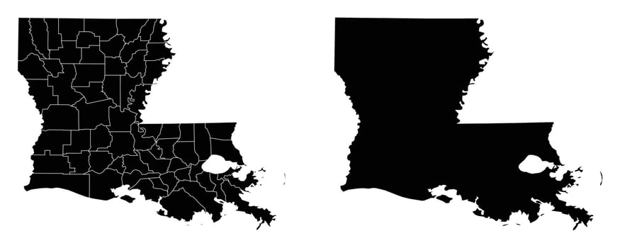Louisiana of USA Fill Stroke with Fill Map Illustration vector
