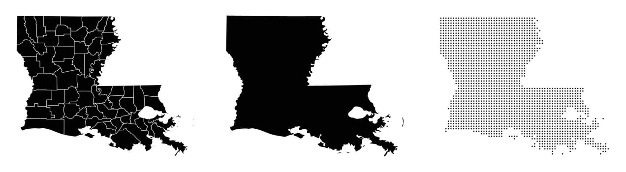 Illustration of louisiana of usa fill, stroke with fill and dotted map vector