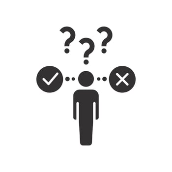 right answer person icon, yes and no, flat illustration vector