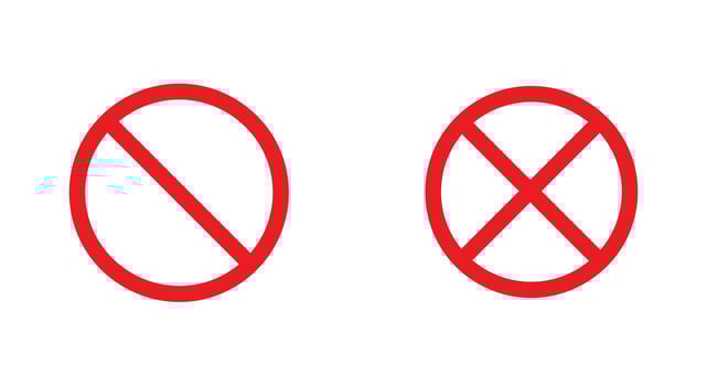 Two red circles with crossed out lines vector