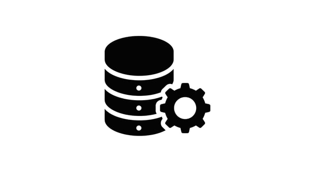 A black and white icon of a stack of data vector