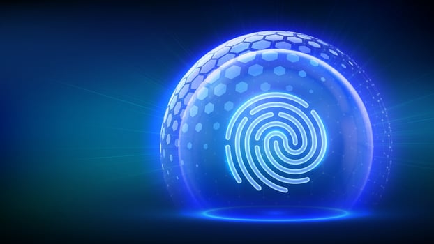 Futuristic fingerprint design in sphere vector