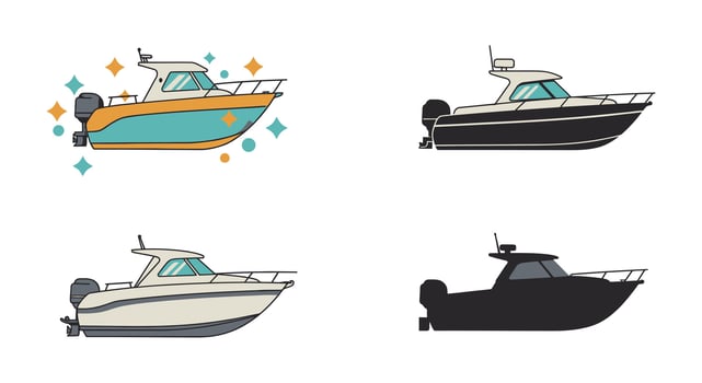 Four different boats are shown in different colors vector