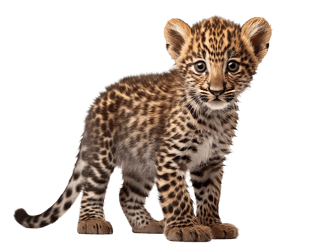 a baby leopard isolated on transparent background png