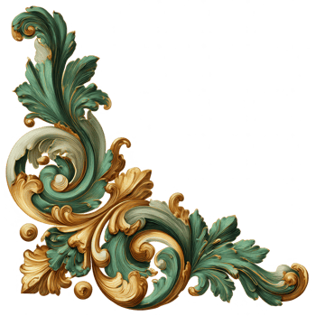 Ornate acanthus corner clipart gold green jade flora decorative vintage baroque style elegant design png