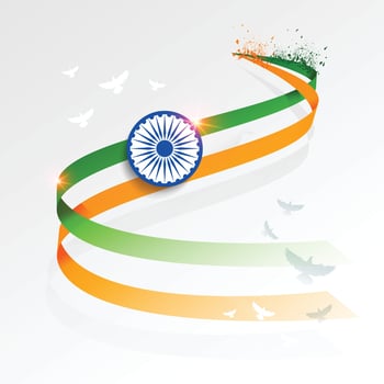 Indian Independence Day Celebration Tricolor Ribbon with Ashoka Chakra vector