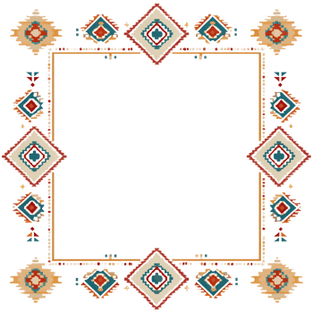 Native pattern border with colorful geometric shapes and decorative cultural frame in warm tones, creating vibrant and artistic design perfect for ethnic or traditional themes png