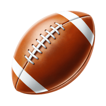American football ball with white stripes and laces, textured leather surface, isolated on transparency background, symbol of sport and competition excitement png