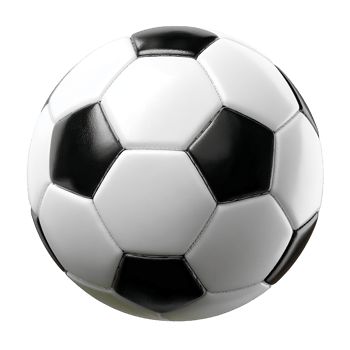 Classic soccer ball with black and white pentagon and hexagon panels, smooth leather texture, sports equipment for football games, isolated on transparent background png