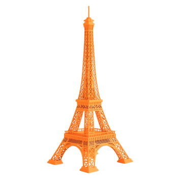 Detailed orange eiffel tower replica sculpture isolated on transparent background png