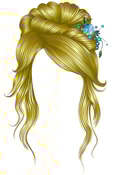 Golden hairstyle with floral decoration vector