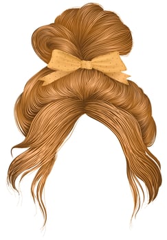 Elegant brown updo hairstyle with bow vector