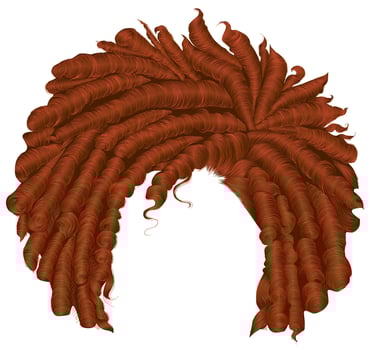 trendy curly red ginger hair . spherical hairstyle . fashion beauty style . vector