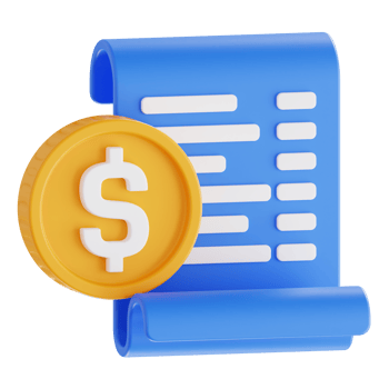 3D Bill Receipt with Dollar Coin Icon png