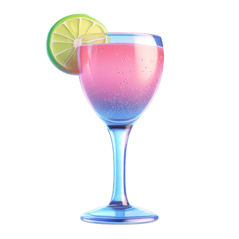 Shiny 3D Colorful Cocktail Drink with Lime Slice Isolated on Transparent Background png