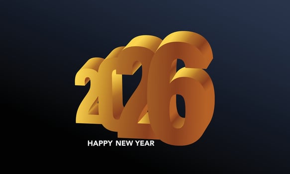 New Year 2026 Golden text Background illustration. vector
