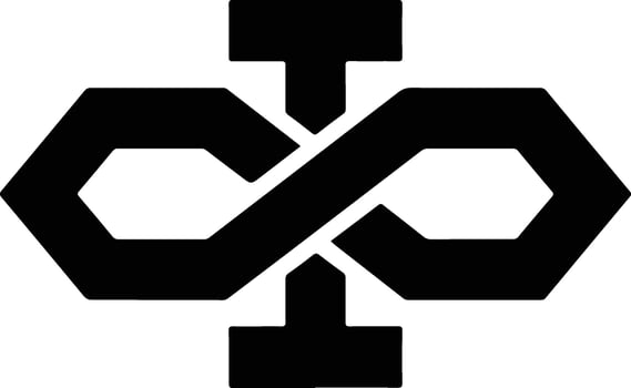 Abstract Black Interlocking Geometric Symbol Design. vector