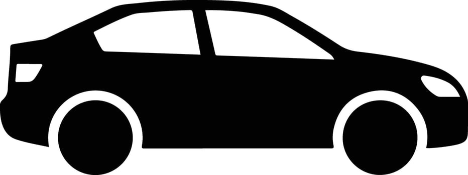 Black Silhouette of a Sedan Car Icon. vector