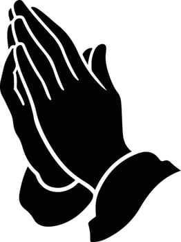 Praying Hands in Silhouette Faith and Prayer Symbol. vector