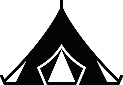 Camping Tent Icon Black Silhouette Illustration. vector