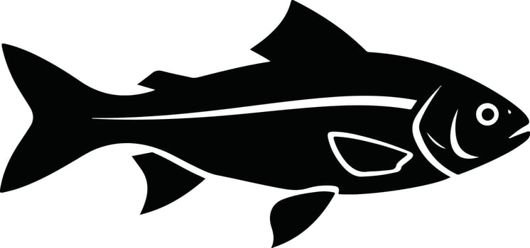 Stylized Black and White Fish Illustration. vector