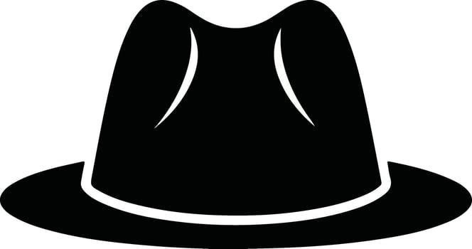 Classic Fedora Hat Icon Black and White Illustration. vector