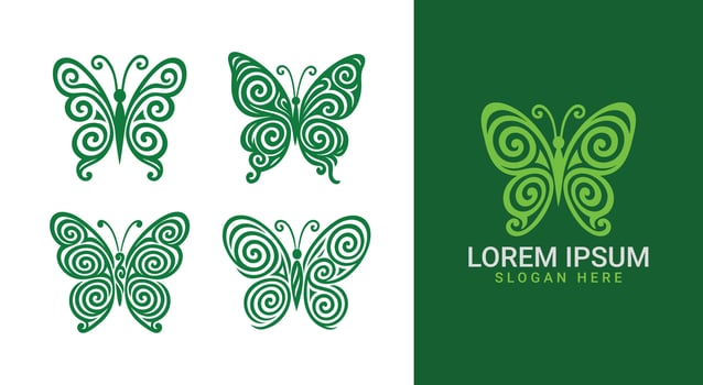 Green butterfly logo designs vector