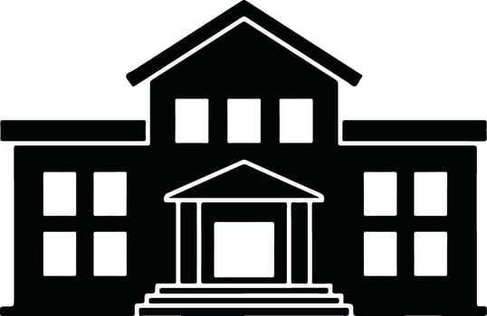 Classic School Building Icon Black Silhouette Illustration. vector