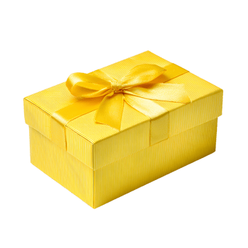 Rectangular yellow gift box with a transparent background for cheerful gifting occasions. png