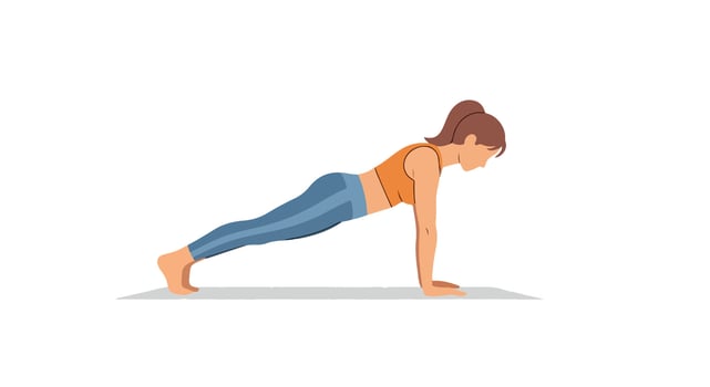 A woman is doing a plank pose on a white background vector