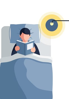A man is reading a book in bed vector