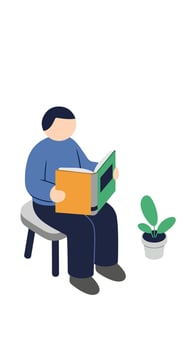 A man sitting on a chair reading a book vector