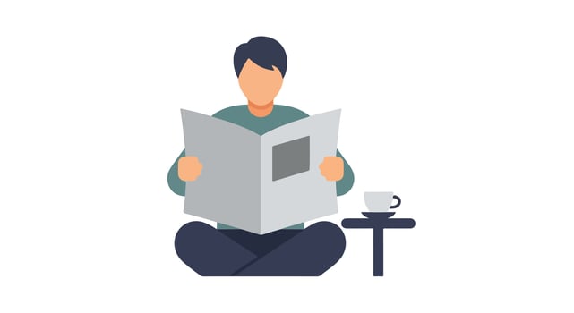 Man reading newspaper illustration vector