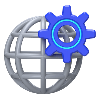 Globe with Gear Icon-Global Technology Setting png