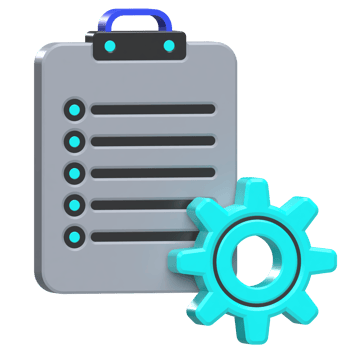 Gear with Report Board - Task Management Icon png