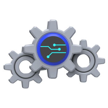 Triple Gear Icon with Circuit Board - Technology Process Symbol png