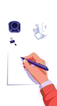 A hand writing on a piece of paper with a pen vector