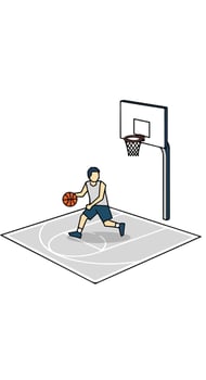 Basketball player dribbling the ball illustration vector