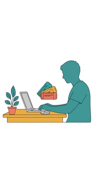 Illustration of a person working on a laptop vector