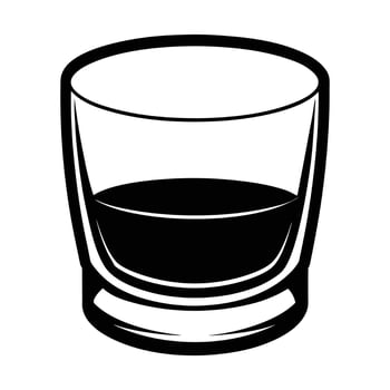 a black and white drawing of a glass of whiskey vector