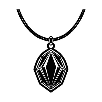 a black and white illustration of a necklace with a diamond vector