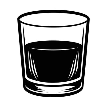 a black and white illustration of a glass of whiskey vector