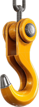 Bright Yellow Hook with Metallic Detail for Industrial Applications png