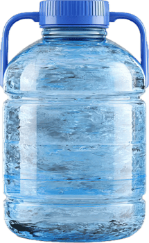 Large Transparent Water Bottle with Blue Cap and Handle png
